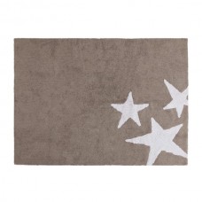 Cotton rug 3 stars : Taupe - White Cotton rug 3 stars : Taupe - White
